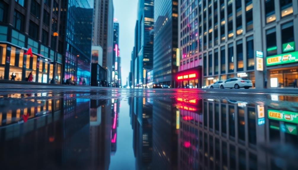 capturing city life reflections
