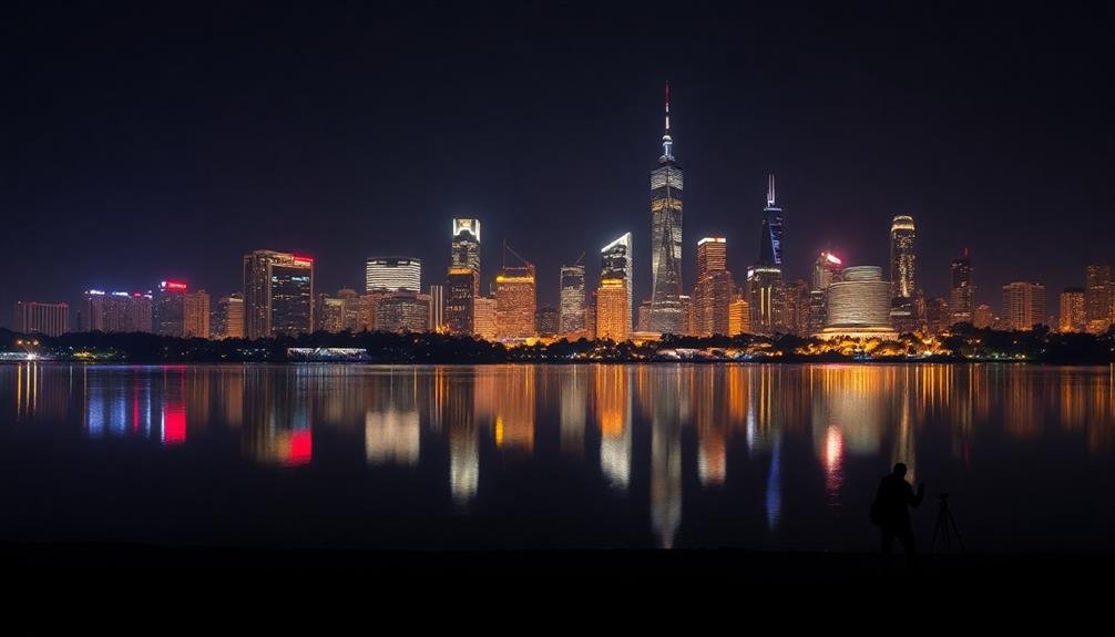 capturing nighttime reflections beautifully