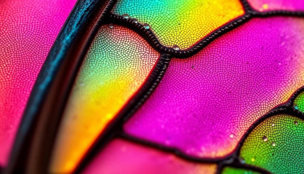 colorful iridescent microscopic structures