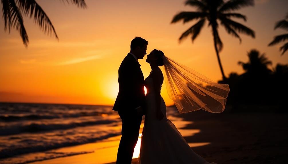 romantic sunset couple photography