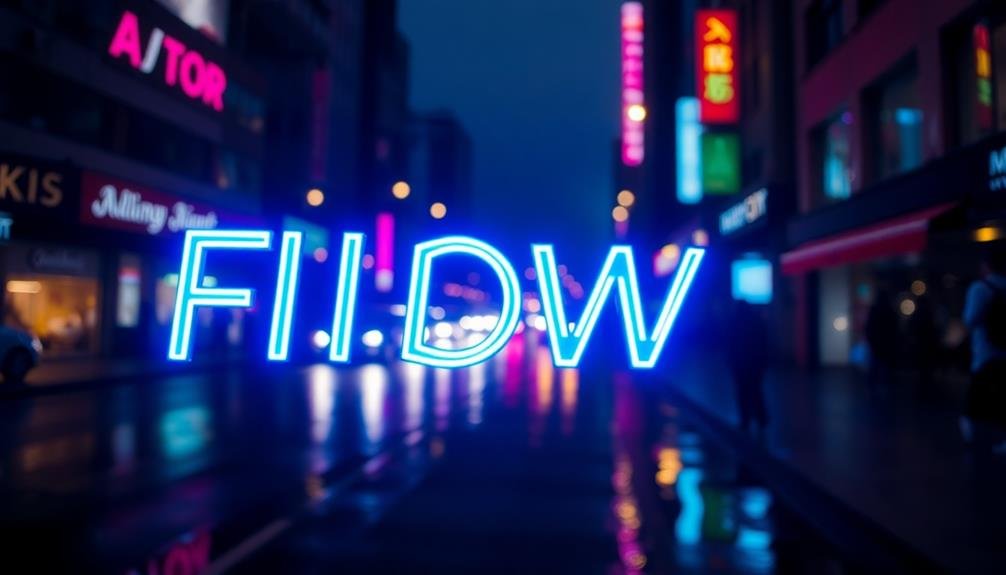 vibrant neon lettering design