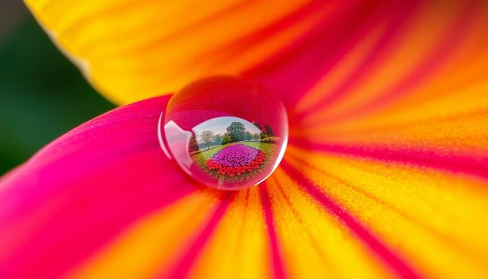 water droplets reflect images